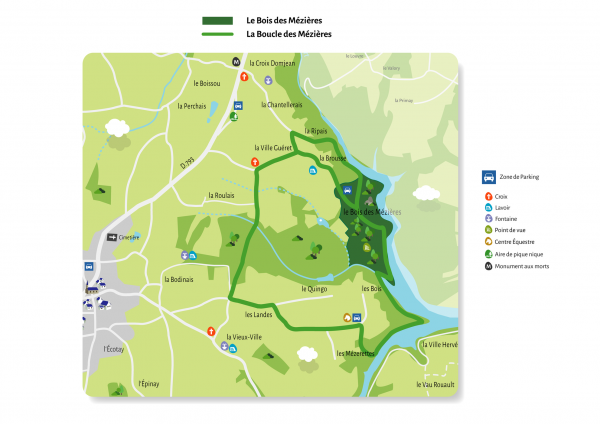 Carte de la Boucle du Bois des Mézières